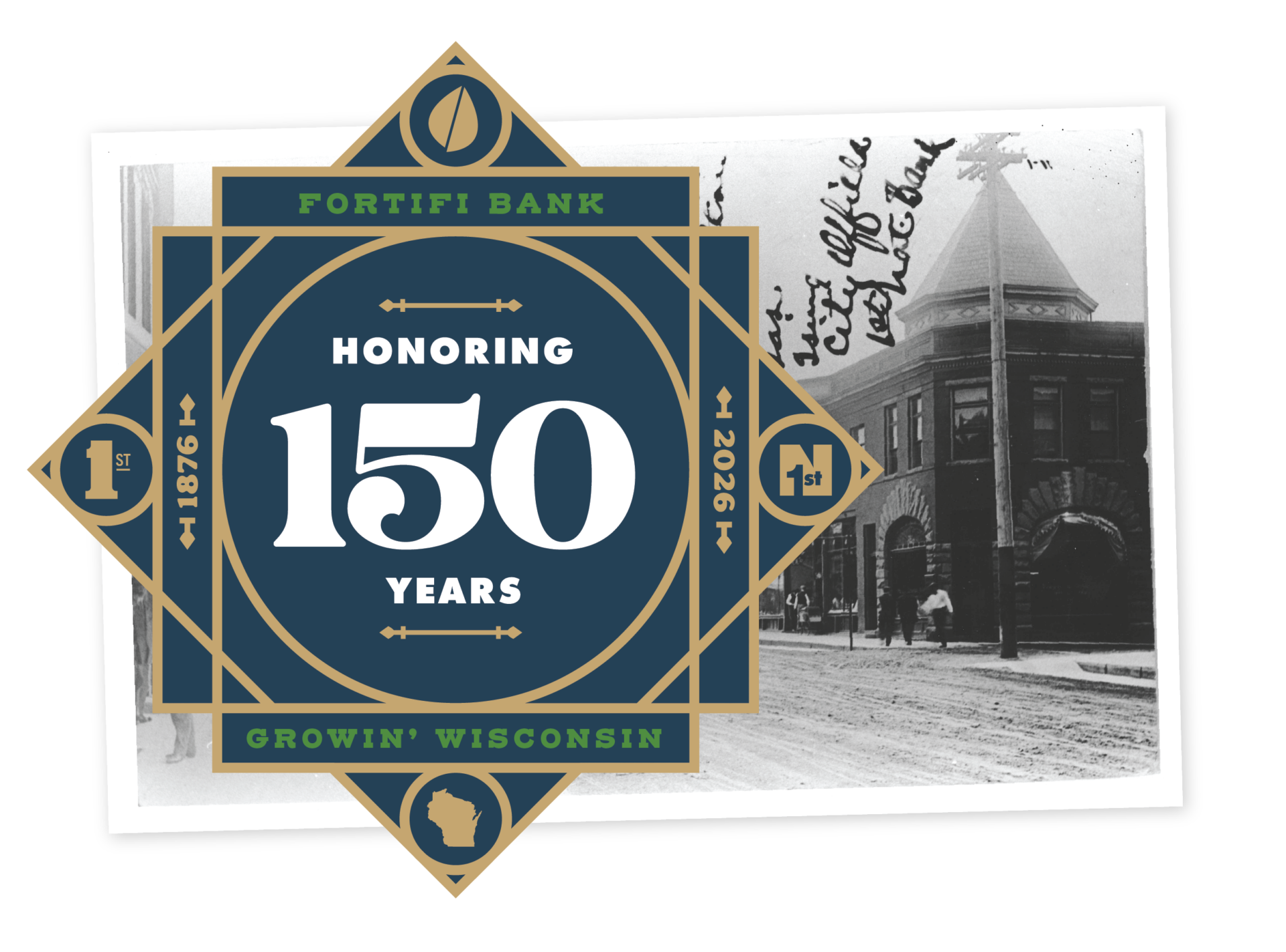 Honoring 150 Years — Fortifi Bank, 1876 to 2026. Growin' Wisconsin.